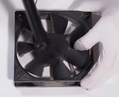 cleaning PC fan with compressed air